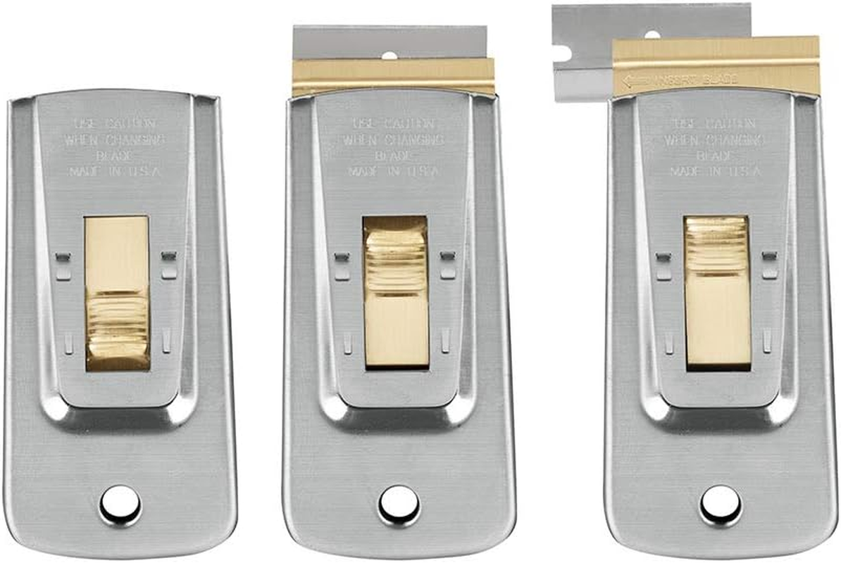 Razor Blade Scraper Tool: Window Scraper, Glass Cooktop Scraper & Paint Scraper, Car Decal, Sticker and Glue Remover Razor Holder with 5 Replaceable Single Edge Blades (2 Sets) image number 1