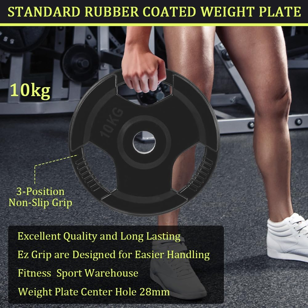 Standard Rubber Coated Weight Plate for Dumbbell and Barbell - Premium Quality Weighted Rubber Coated Plates 28Mm Center Hole,Gym Equipment Accessories Body Building, Weightlifting, Crossfit, Fitness Strength Weight Training 1.25Kg to 20Kg image number 6