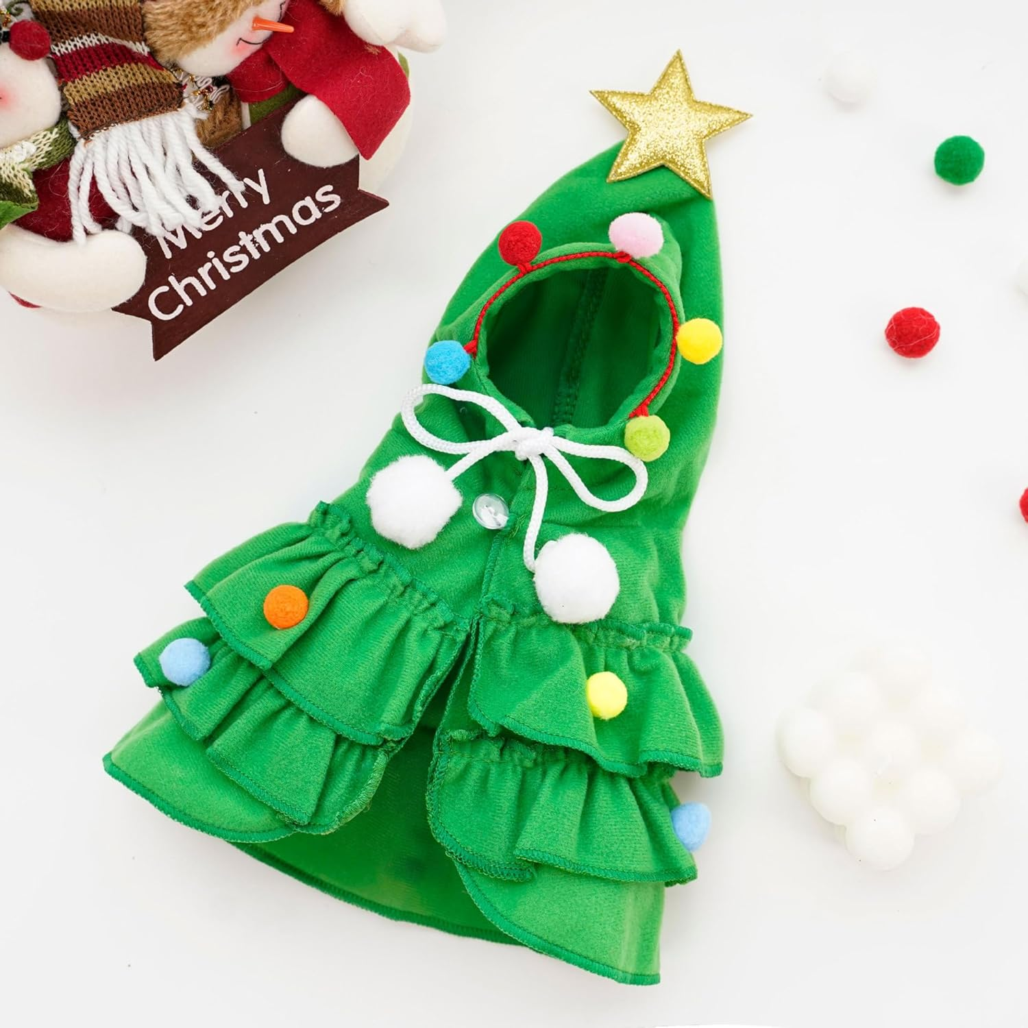 Pet Christmas Clothing Elf Clothing Cat Cloak Dog Clothing Little Cat Cloak Christmas Tree Little Dog Cat Pet (Green, L)