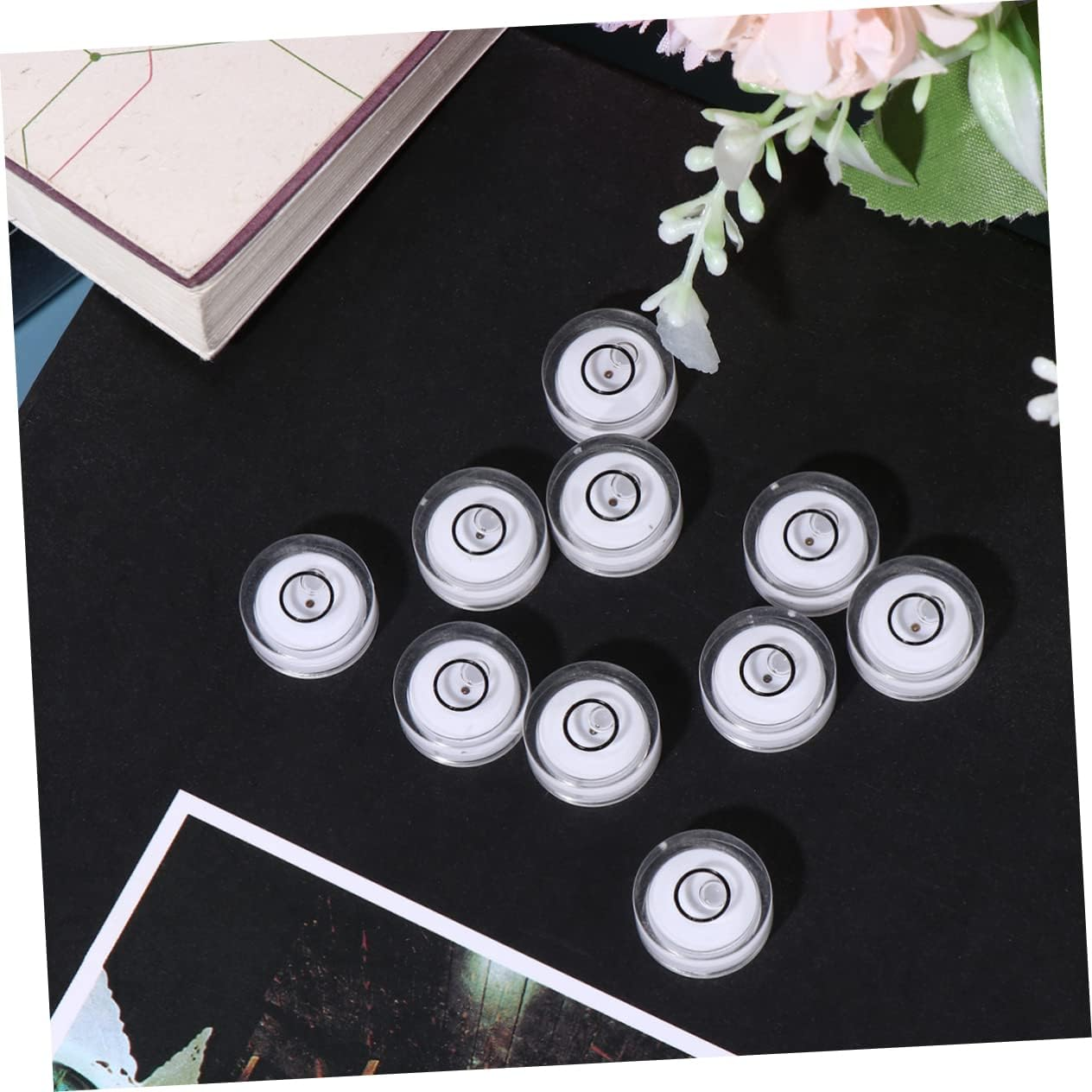 WOONEKY 16Pcs Level Bubble Spirit Level Tool for Accurate Surface Leveling Diameter Flat Height White Design for and Diy Projects - Green image number 2