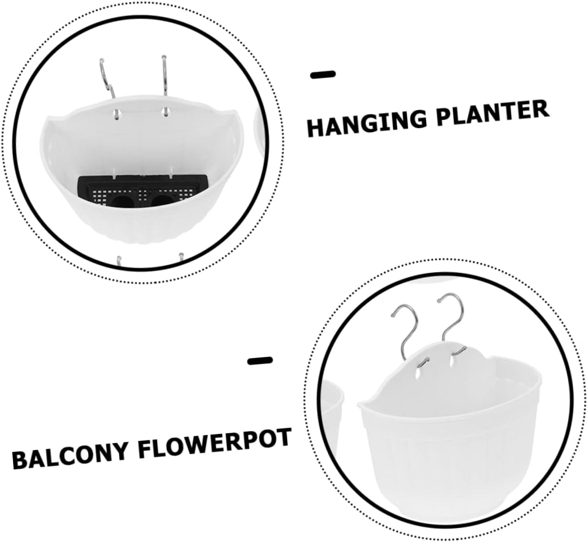 Kisangel 3 Sets Hanging Flower Holders Balcony Hanging Planters Plastic Flower Plant Pots for Garden and Plants