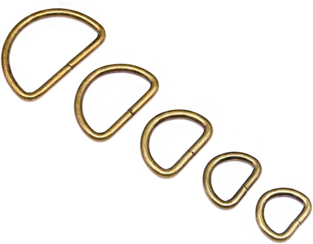 Swpeet 100 Pcs Bronze Assorted Multi-Purpose Metal D Ring Semi-Circular D Ring for Hardware Bags Ring Hand DIY Accessories - 1.3Cm, 1.6Cm, 1.9Cm, 2.5Cm, 3.2Cm image number 5