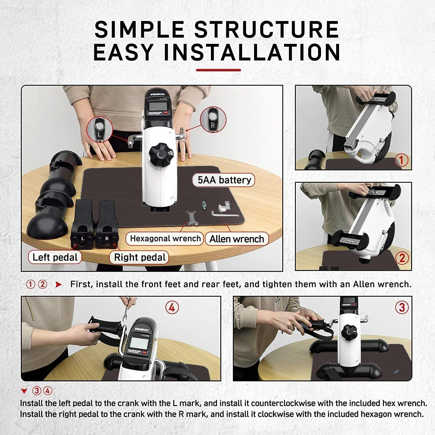 PROIRON Mini Exercise Bike, Portable under Desk Bike Pedal Exerciser with Free Anti-Slip Mat Adjustable Resistance Knob and LED Screen Display for Home/Office Workout image number 1