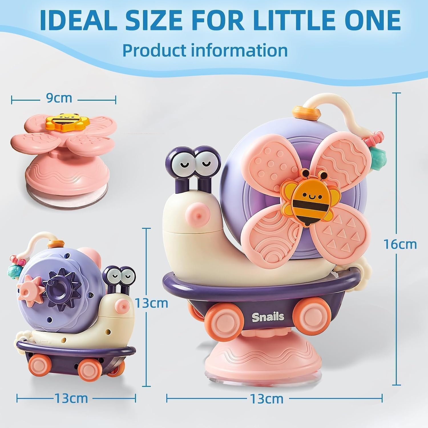 Montessori Sensory Toys，Infant Toys Can Be Assembled and Disassembled，High Chair Toy Can Be Broken down into Baby Car Toy/Spinning Top (Purple)