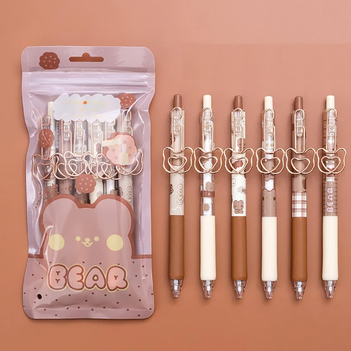 Kawaii Gel Pen Cute Bear Pen Ins Japanese Student Signature Pen Gel Pen Kawaii Stationery Cute Pen(Caramel Pudding Bear) image number 1