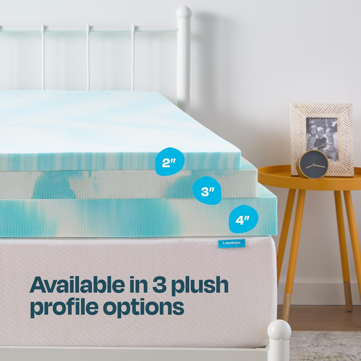 LINENSPA 2 Inch Gel Swirl Memory Foam Mattress Topper &ndash; Cooling Gel Infused &ndash; Pressure Relieving &ndash; Certipur Certified - Twin image number 3