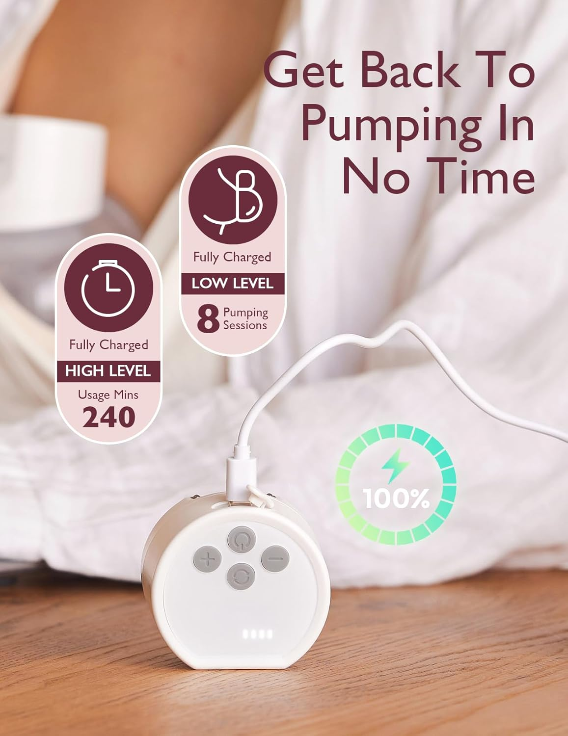 Momcozy Breast Pump Hands-Free S12 Pro, Wearable & Portable Pump with Soft Doublefit Flange 24Mm, 3 Modes & 9 Levels Electric Breast Pump Portable for Easy Pumping, Smart Display (White, 2 Count) image number 2