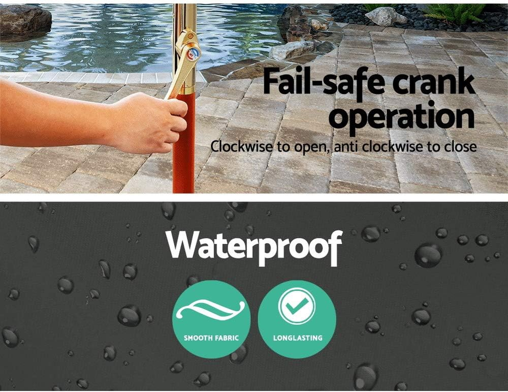 Instahut Umbrella Outdoor Pole Umbrellas Stand Sun Beach Garden Deck Charcoal 3M image number 3