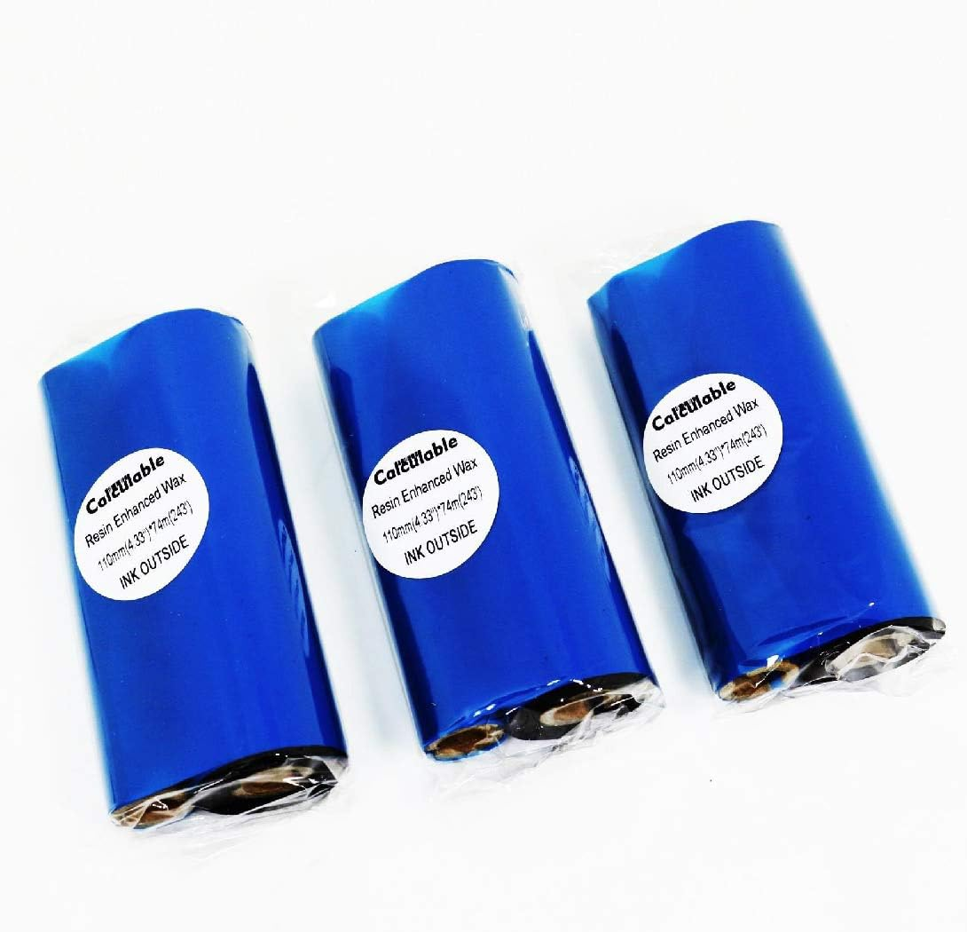 Calculable Resin Enhanced Wax 4.33" X984' (110Mm X 300M) 1" Core 1" Vice Core Ultra Durable Thermal Transfer Wax Ribbon for Zebra Desktop Printer S4M Z4M 105SE 105S 105SL 105Slplus 160S S500 S600.Etc