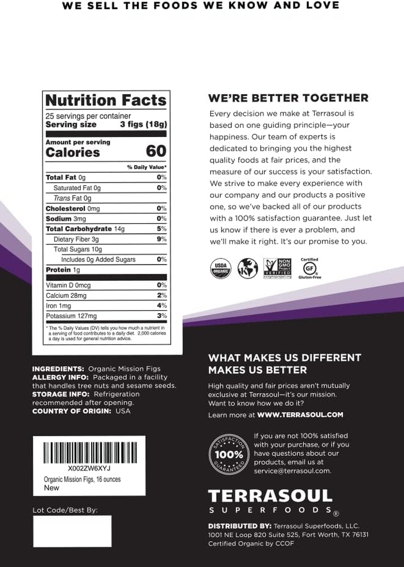 Terrasoul Superfoods Organic Black Mission Figs, 1 Lb - Fresh | Sun-Ripened | No-Sugar Added image number 2