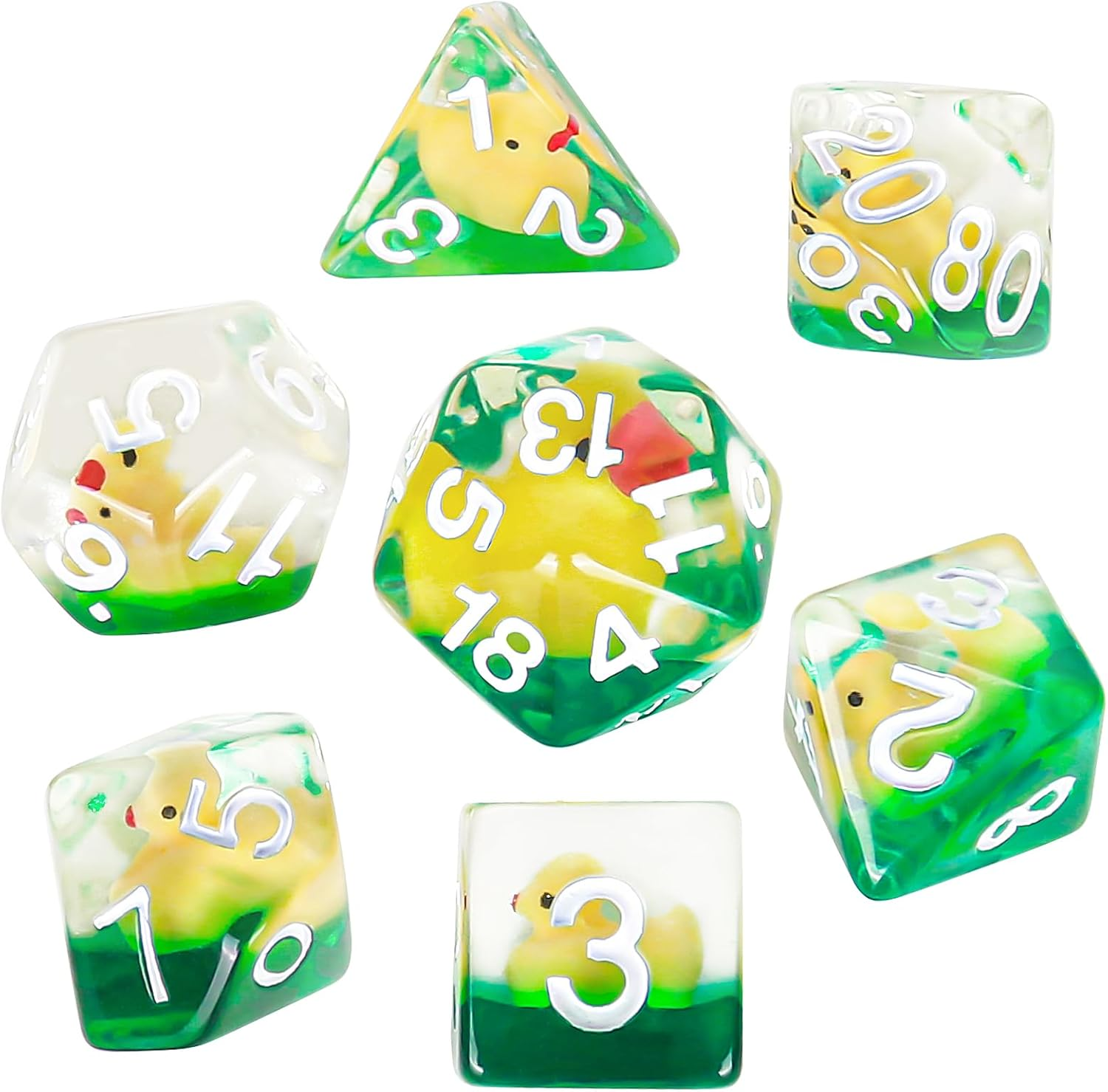 Oricraft D20 Yellow Duck Dice DND Dice Set Cute Duck inside DND Gaming Dice Polyhedral Role Playing Game Dungeons and Dragons Dice - Dark And Pupple image number 5