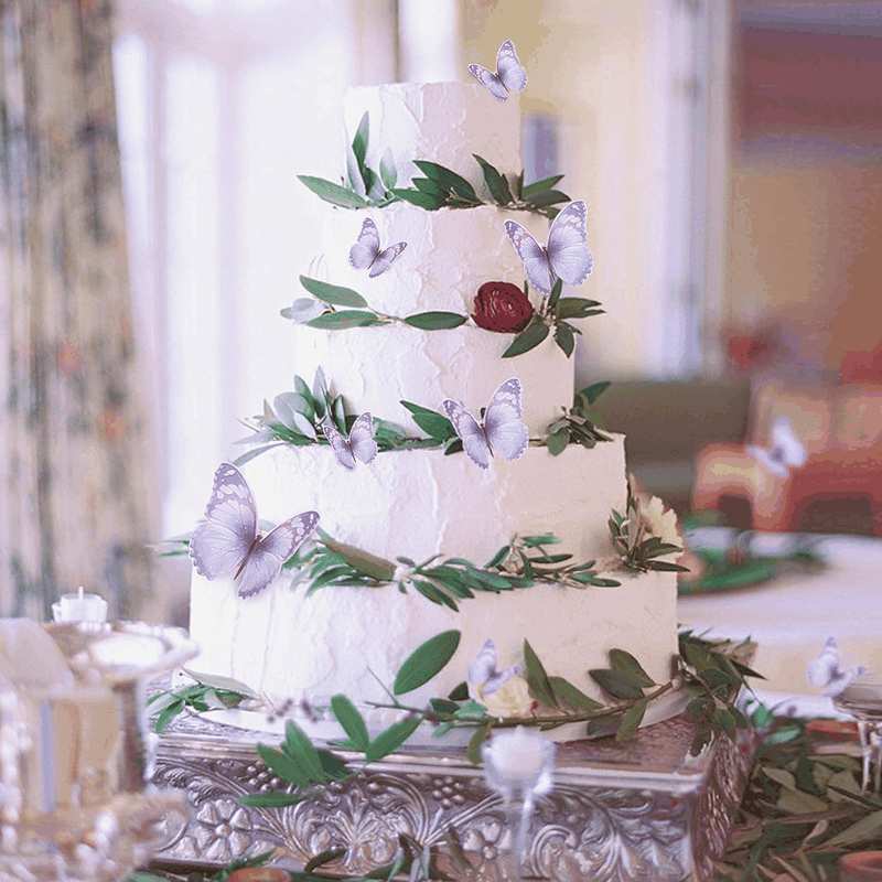 30Pcs Bule Purple Mixed Size Lively 3D Butterfly Cupcake Topper for Girls Women'S Happy Birthday Wedding Party Cake Wall Party Food Decorations image number 3