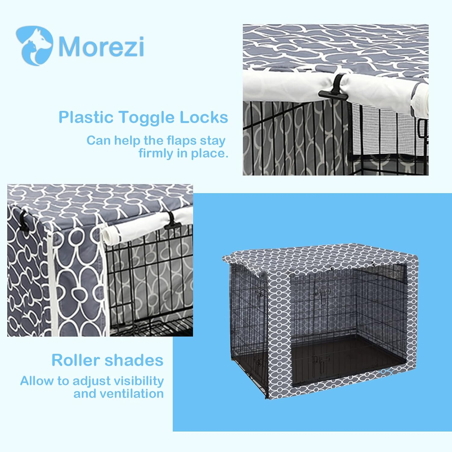 Dog Crate Cover for Wire Crates, Heavy Nylon Durable Waterproof Windproof Pet Kennel Cover Indoor Outdoor Protection - Cover Only - Grey - Xlarge image number 5