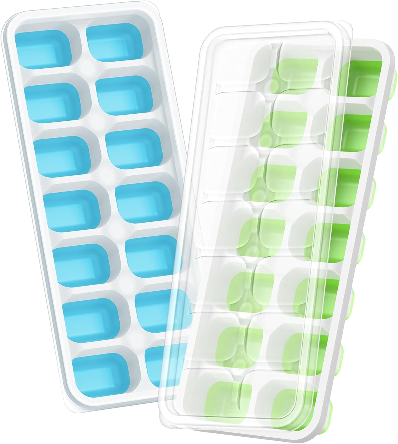 Ice Cube Tray with Lid, 2 Packs 28 Cubes Durable Stackable Ice Cube Trays for Freezer with Removable Lids, Easy-Release Plastic & Silicone Ice Tray for Cocktail, Coffee image number 5