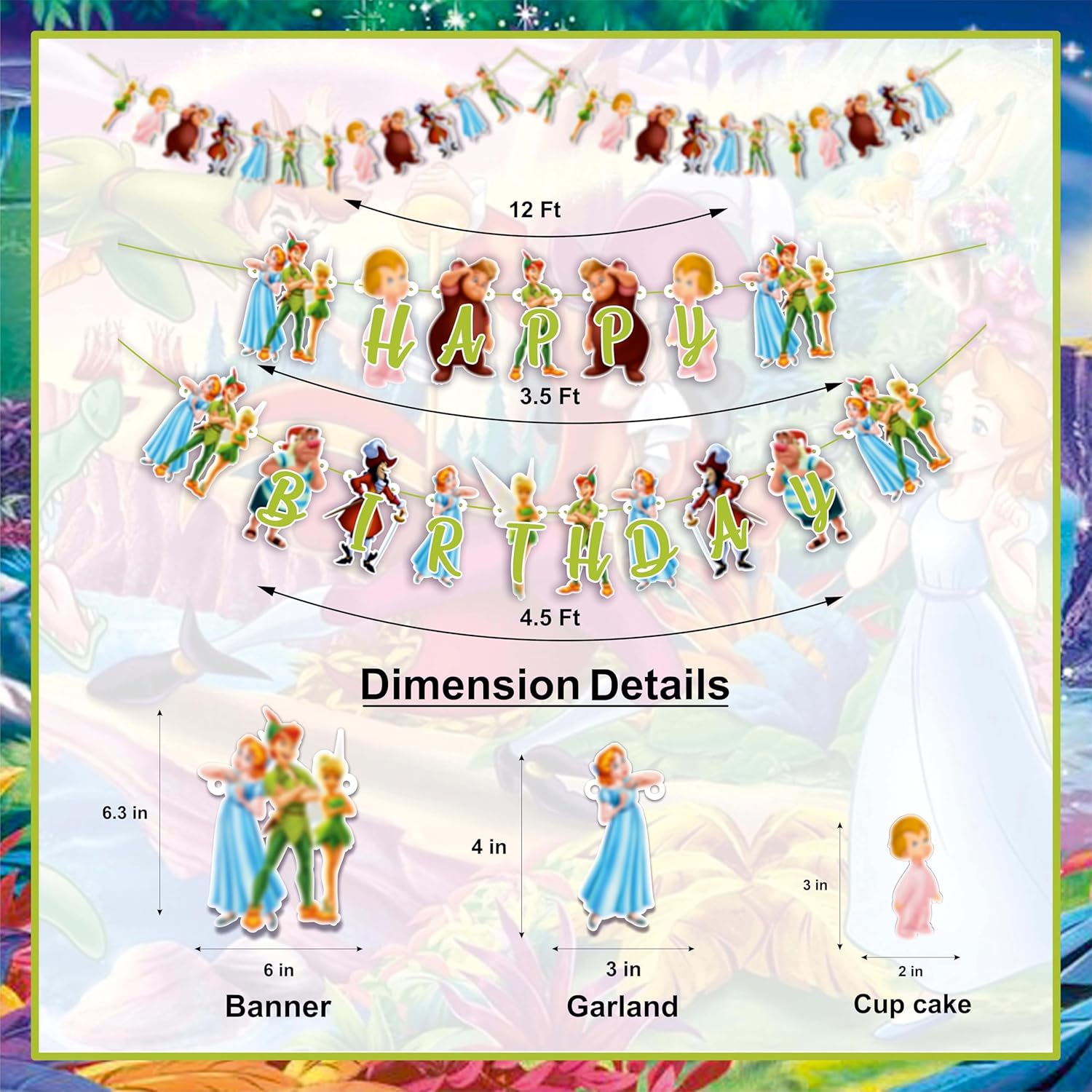 Petr Pan Theme Birthday Party Supplies &ndash; Neverland Adventure Decorations for Kids &ndash; Fun Pirate & Fairy Tale Party Set for Boys and Girls image number 2