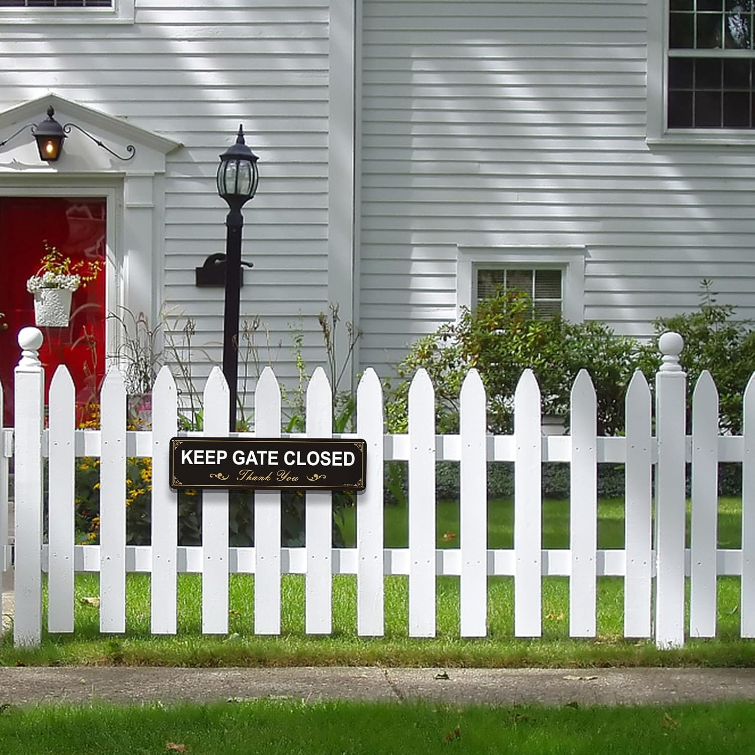 2 Pack Keep Gate Closed Sign, 12 X 3 Inches Reflective Rust Free Aluminum Warning Sign, UV Resistant, Waterproof and Weatherproof. Easy to Mount,Close the Gate image number 2