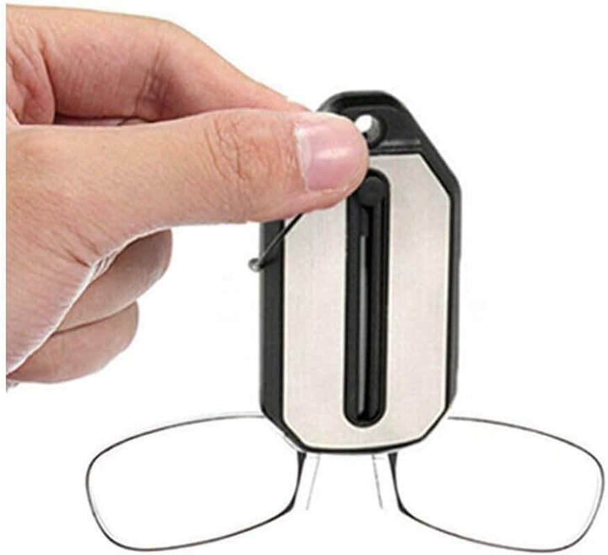 LEDON Reading Glasses and Pod Case 1.5 Strength Black Frames, Flexible Portable Mini Nose Clip Reading Glasses Wallet Pocket Phone image number 4
