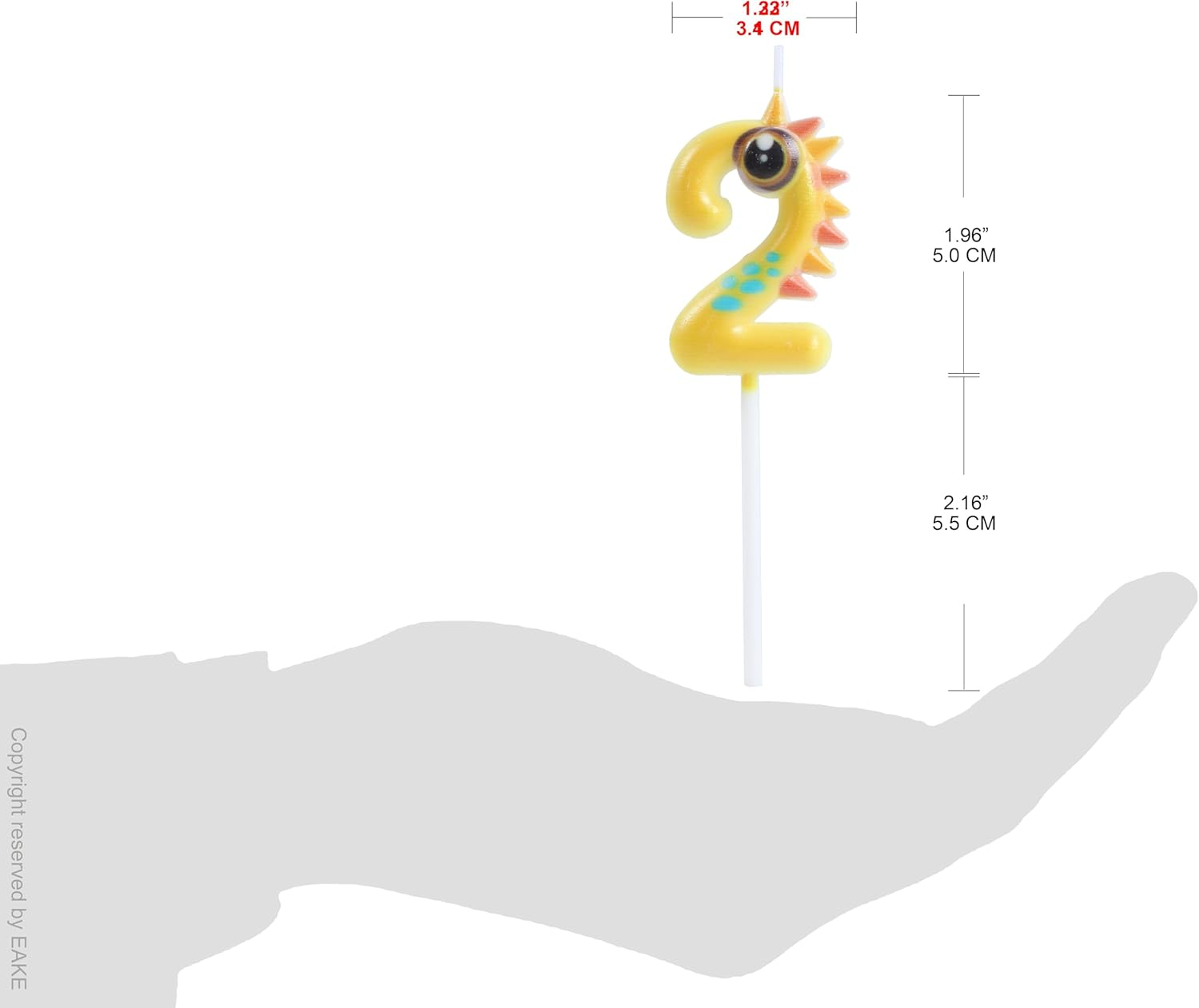 Yellow Dinosaur 2 Birthday Candle 1.96 Inch Dino Number 2 Candle Birthday Girl Boy Happy 2Nd Dinosaur Theme Birthday Party Supplies Decoration image number 5