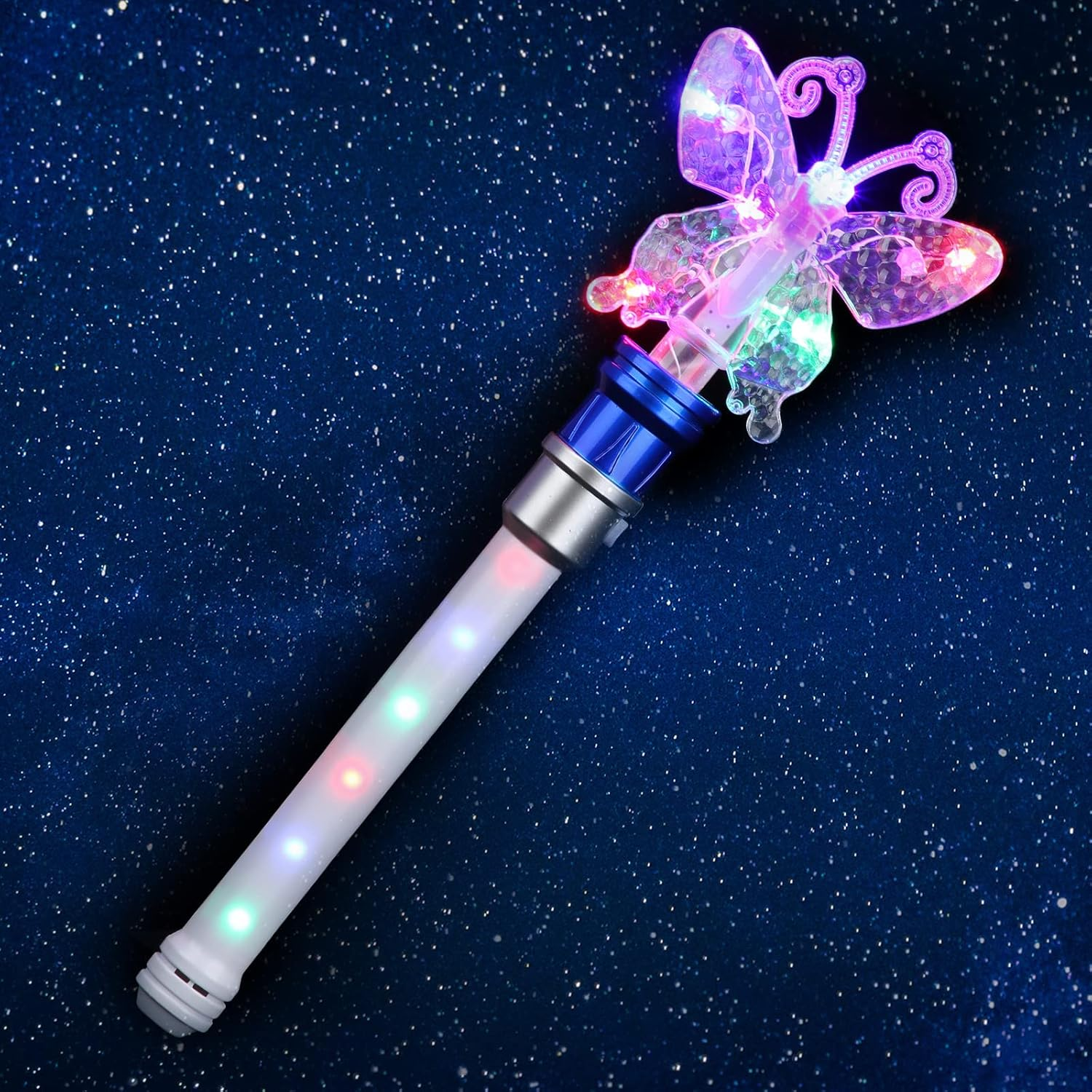 Light up Frozen Snowflake Wand- Snowflake Spinning Wands,Magic Wand Rotating Toy for Girls and Boys, Magic Princess Sensory Toys,Christmas & Birthday Gift (Blue)