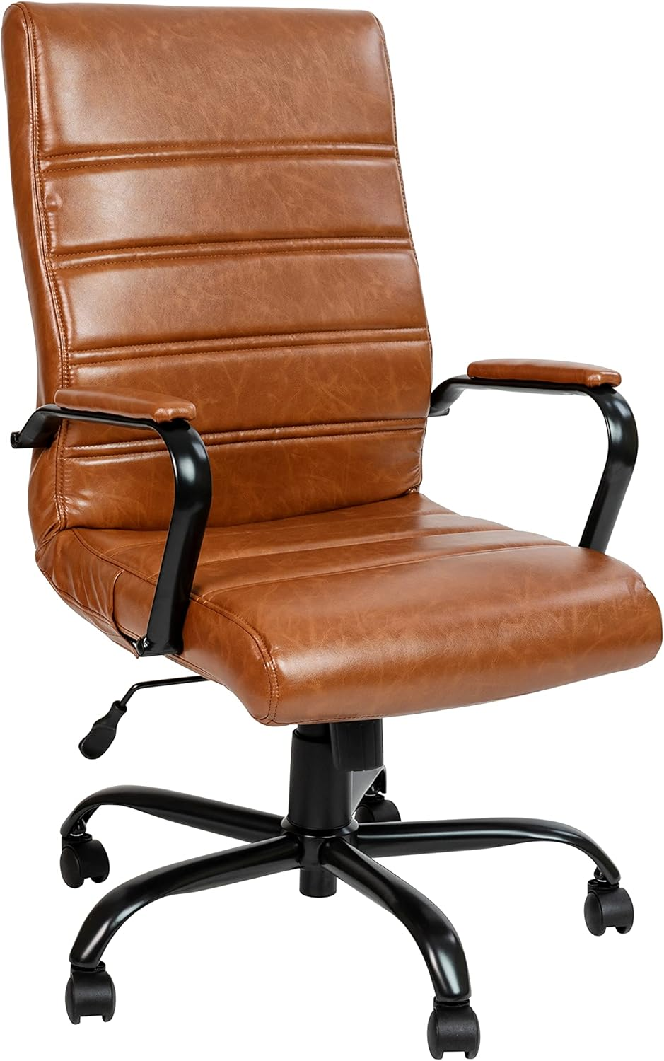 Flash Furniture Mid-Back Black Leathersoft Executive Swivel Office Chair with Chrome Base and Arms