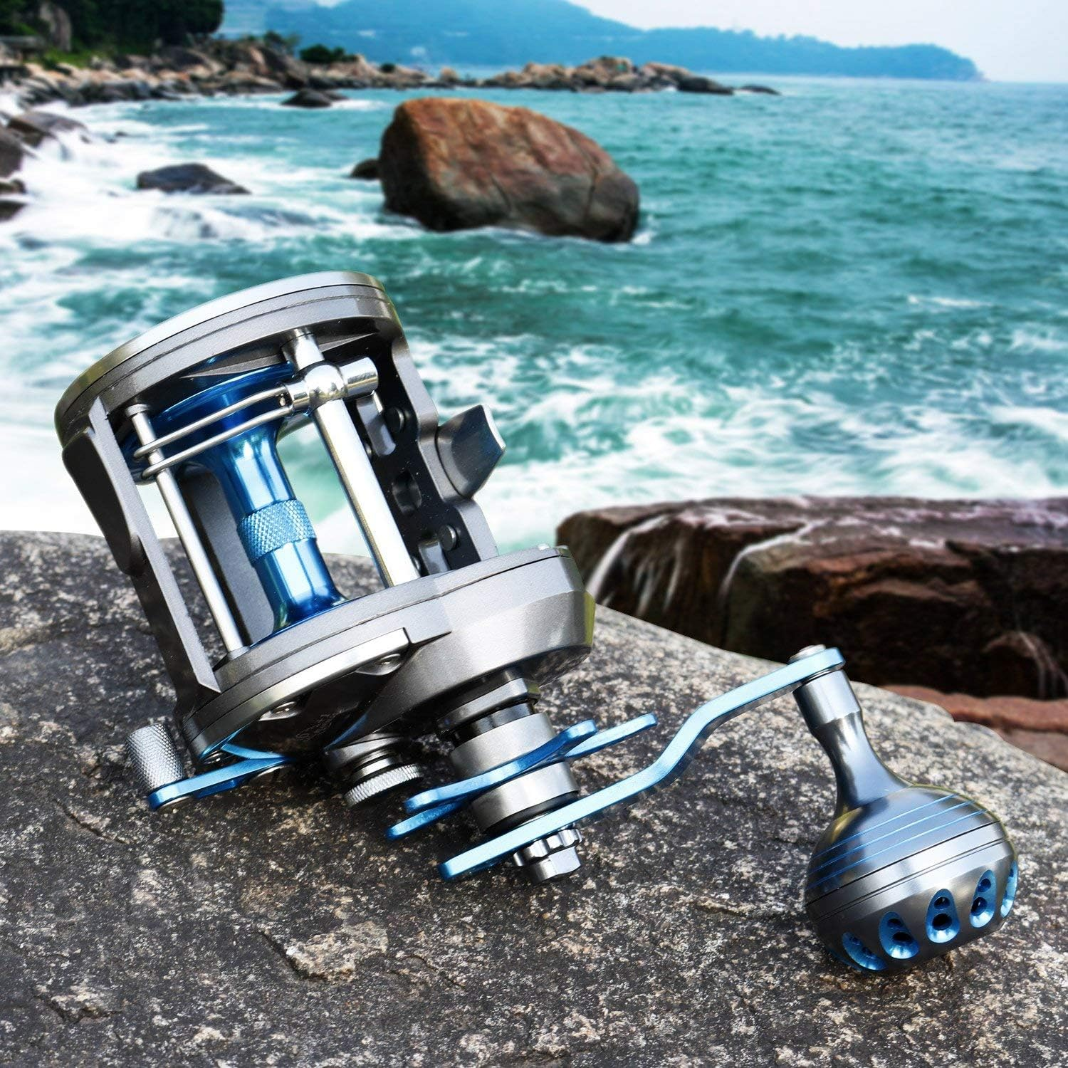 Trolling Reel Saltwater Level Wind Reels, Drag Reels Boat Fishing Ocean Fishing for Sea Bass Grouper Salmon - Aat40L-Left Handed image number 6