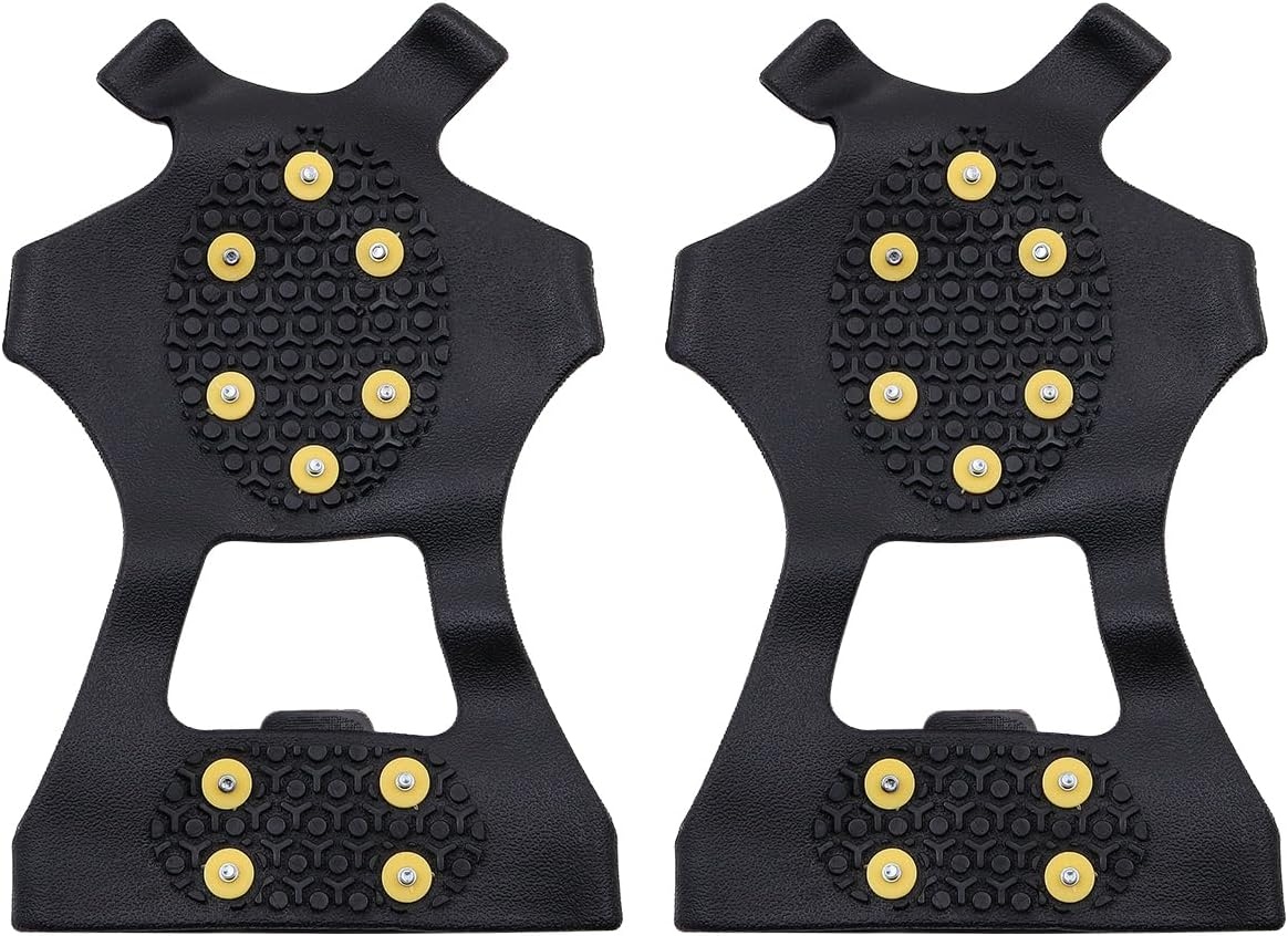 NUZAMAS Ice Cleats for Shoes and Boots Silicone Ice Snow Grips 10 Steel Studs Shoe Spikes Grips Anti-Wrestling Cleats Crampons Fit for Walking Ice Fishing Xl(45-48Cm)