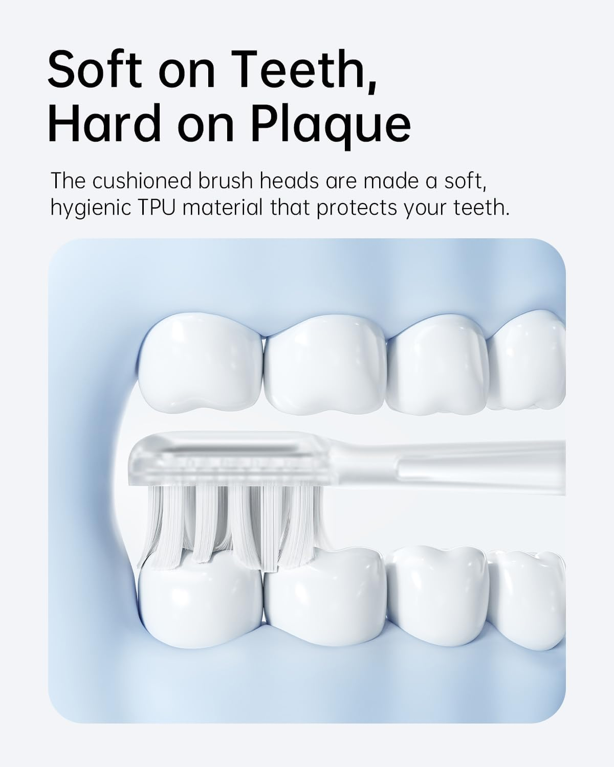 Laifen Electric Toothbrush Heads 6 Packs, Compatible with Laifen Wave Electric Toothbrush (Super-Clean, Transparent)