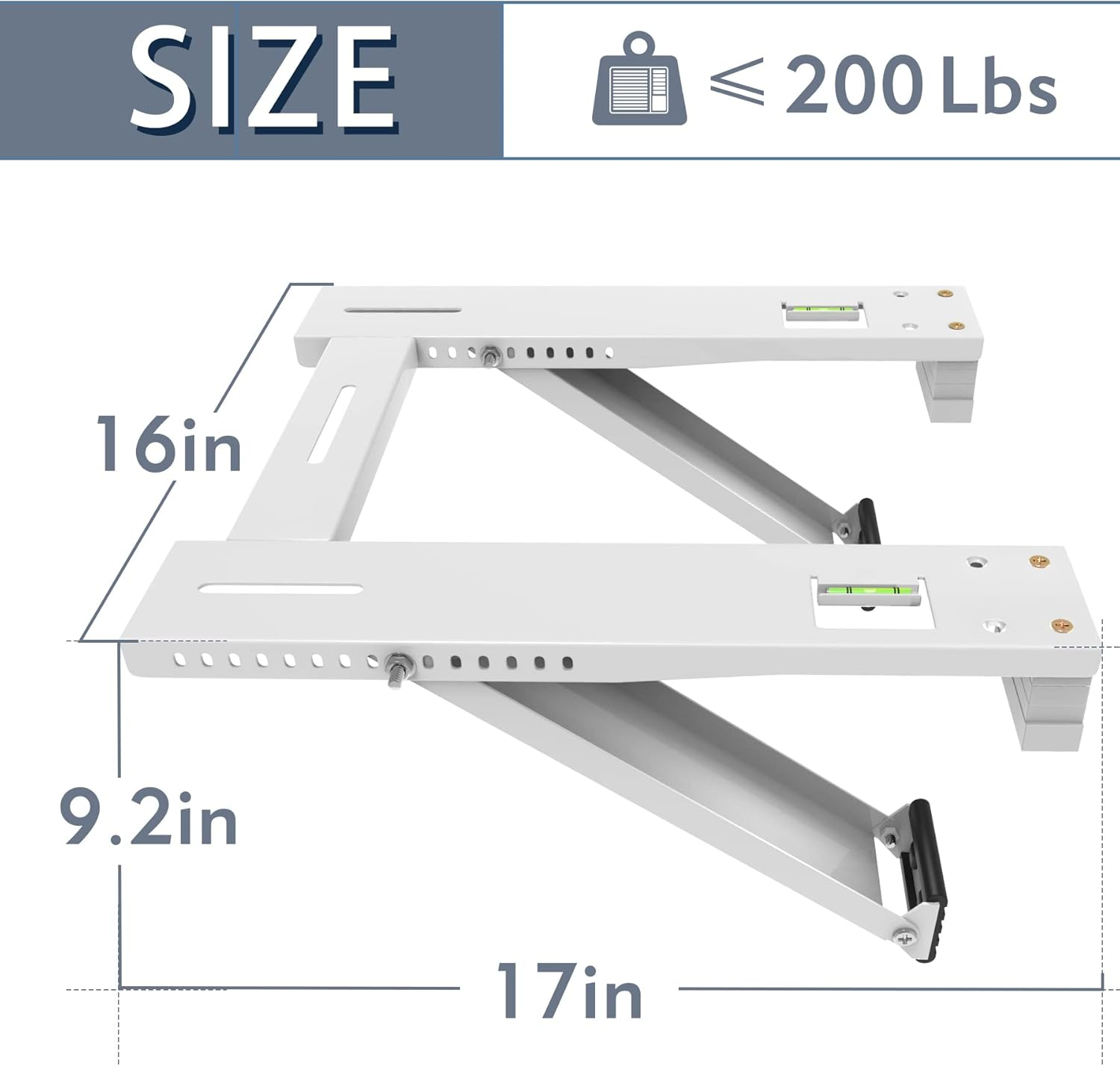 Flamorrow Window Air Conditioner Bracket, Heavy Duty Air Conditioner Support Bracket with 2 Arms, Universal Window AC Bracket Holds up to 200 Lbs for 5000 to 22000 BTU image number 3