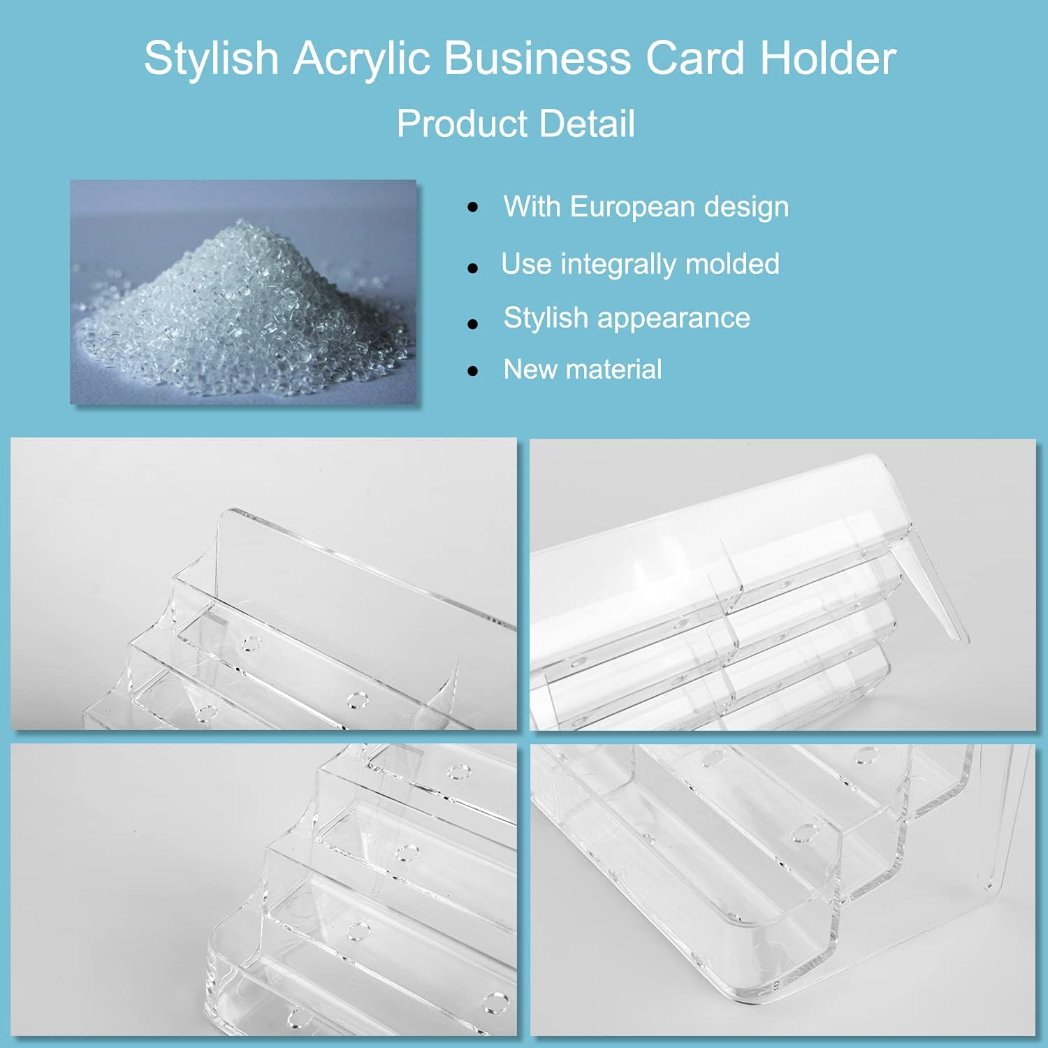 8 Pocket Acrylic Business Card Holder for Desk Clear Stand Desktop Plastic Business Card Display for Exhibition, Home and Office