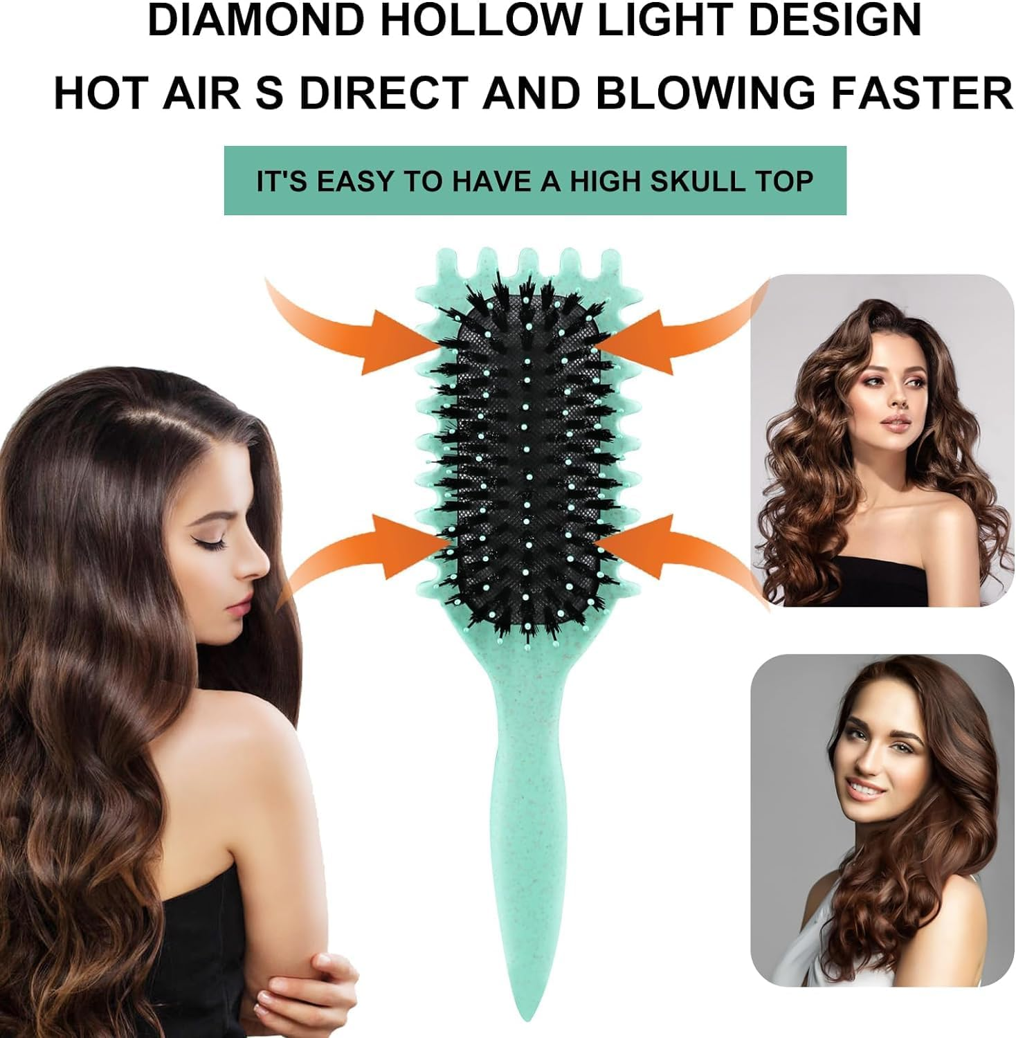Curling Bounce Brush, Multifunctional Curling Brush, Bounce Curl Define Styling Brush, Green Curl Definition Brush, Curly Hair Comb Brush image number 6