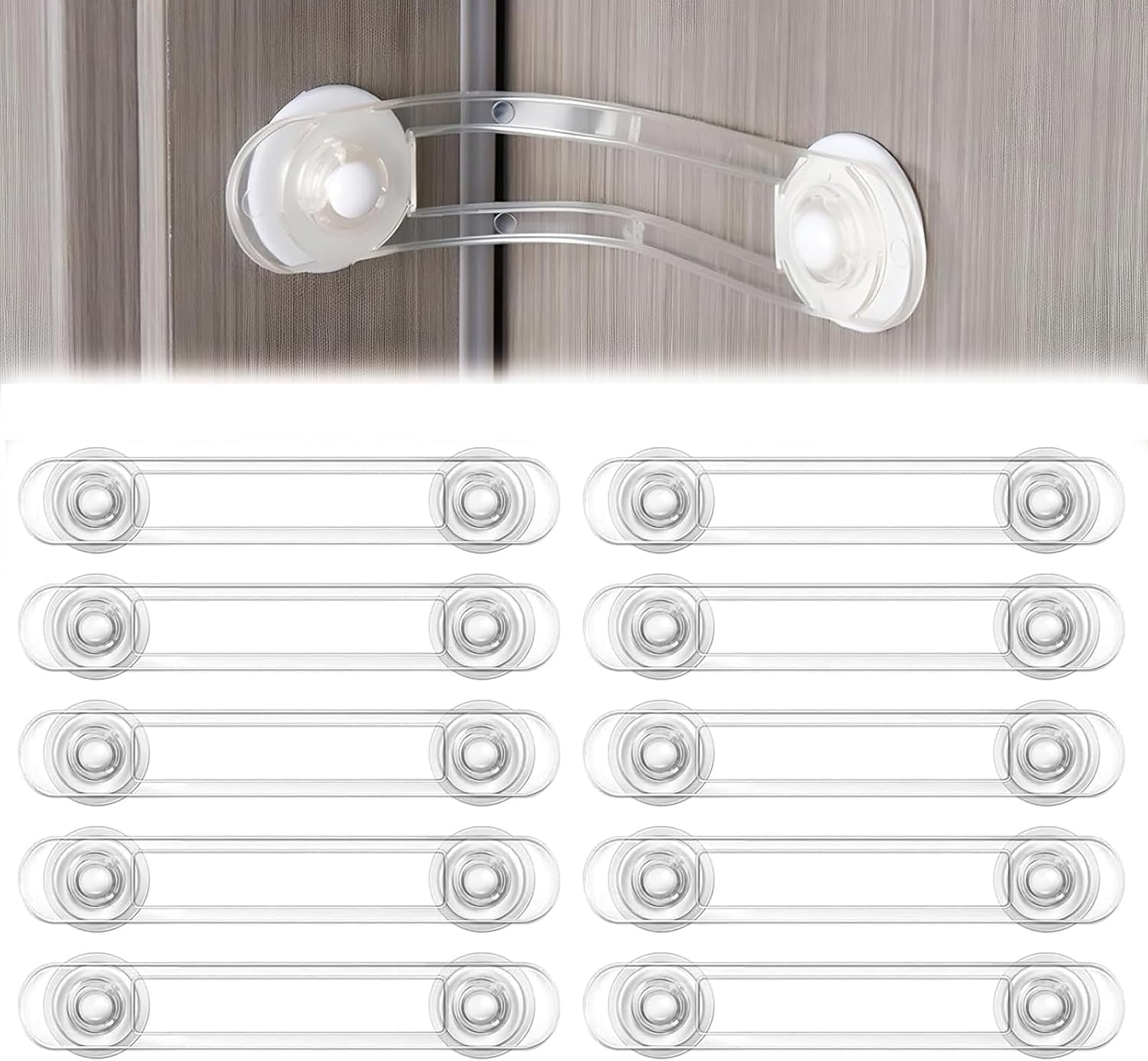 Cupboard Locks for Children, Child Locks for Kitchen Cupboards, Transparent Child Safety Cupboard Locks, without Drilling Strong Adhesive Cabinet Lock for Fridge, Cabinets, Drawers (16.5Cm, Pack, 20)
