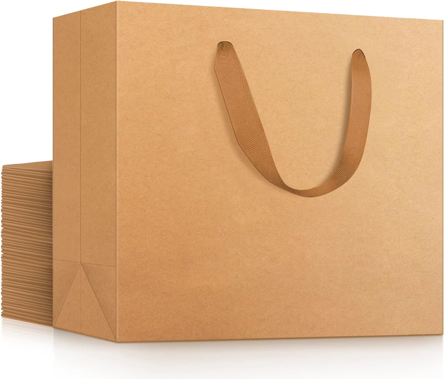 EUSOAR Kraft Paper Gift Bags, 25Pcs Small 10.6"X3.1"X8.3" Brown Sturdy Heavy Duty Shopping Bags with Handle Bulk, Retail, Boutique, Business,Wedding Party Favor,Grocery,Restaurant Merchandise Bag image number 2