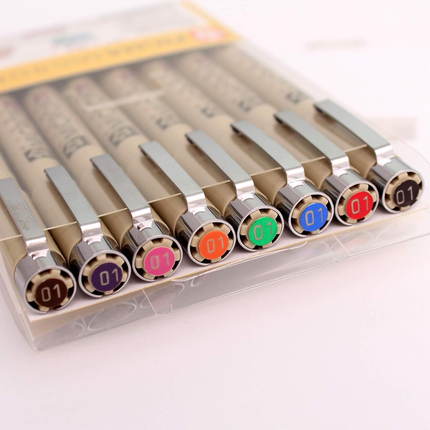 Sakura Pigma Micron Fineliners Pen High Light Soft Head Pen Manga Drawing- Assorted Color 8 Pens (Include Index Tape) 01-Assort Color image number 6