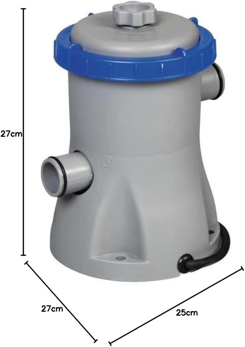 Bestway Pool Filter Pump, 1249L/H Water Cleaner Cartridge Filters Pumps above Ground Swimming Pools Flowclear for Home Garden Outdoor Indoor, with Adapters 330 Gallon Multicolour image number 2