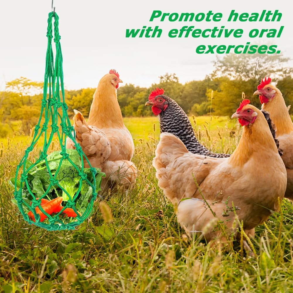 Hanging Chicken Feeder, Fruit Holder & Bird Spiral Feeder, Feed Toy for Chickens, Large Birds, Vegetable Fruits Basket, Green&Yellow image number 3