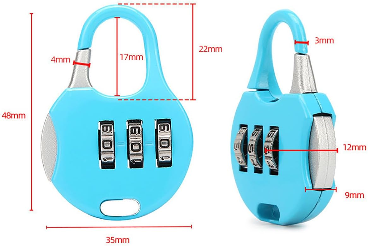 10 Pcs Mini Padlock with Password,Colorful Combination Padlocks 3 Digit Number Code Lock Security Padlock for Travel Suitcases Luggage Bag Case image number 5