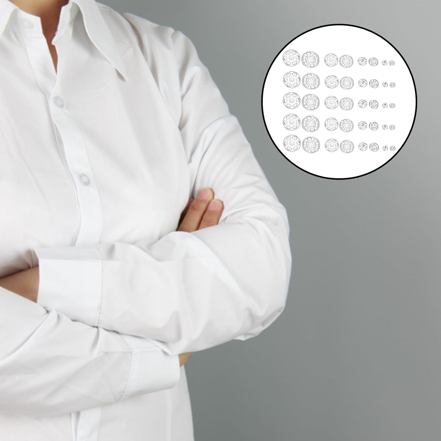 100 Sets Plastic Snap Fasteners Buttons Plastic Snaps Buttons Sew-On Snap Buttons Press Studs Snap Fasteners Transparent Buttons for Purse Handbag Clotheing Craft Supplies (7 Mm,12 Mm,15 Mm,21 Mm) image number 2