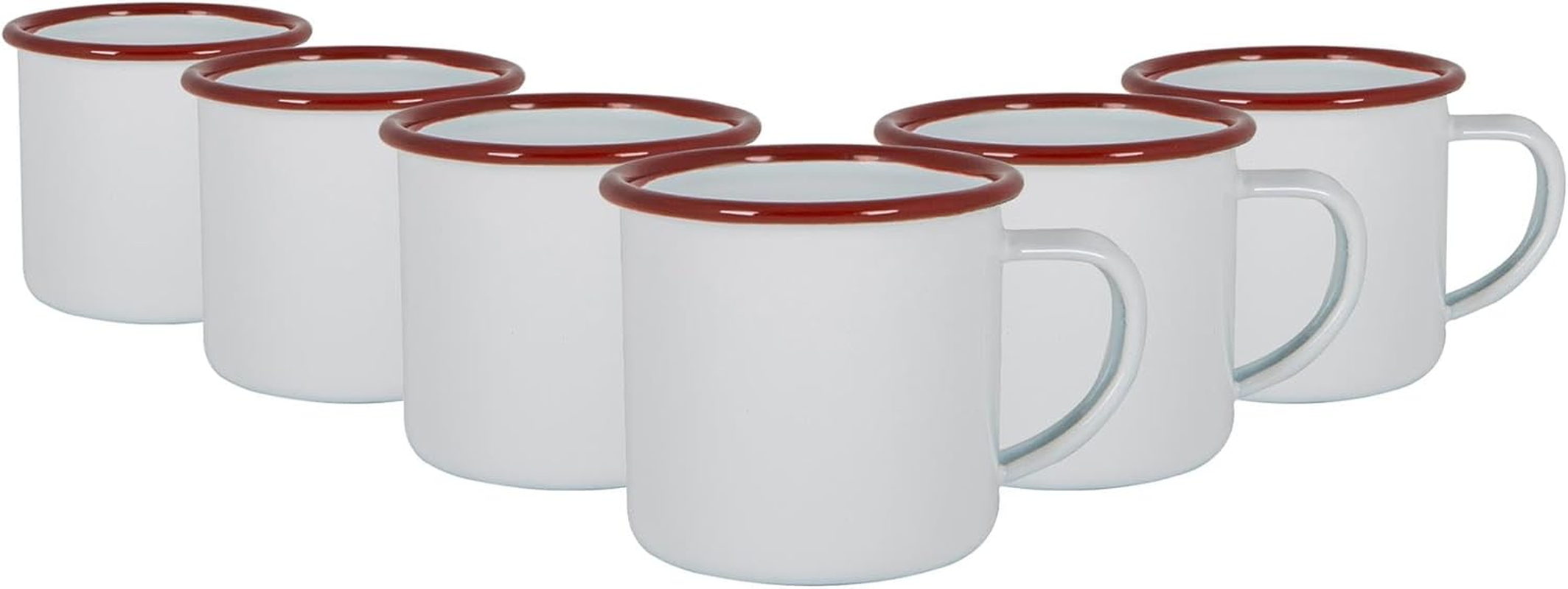 Argon Tableware Espresso Cups - 130Ml - Pack of 6 - Red Small Metal Insulated Coffee Mugs Lightweight Camping Cups for Drinking Tea, Hot Chocolate, Coffee