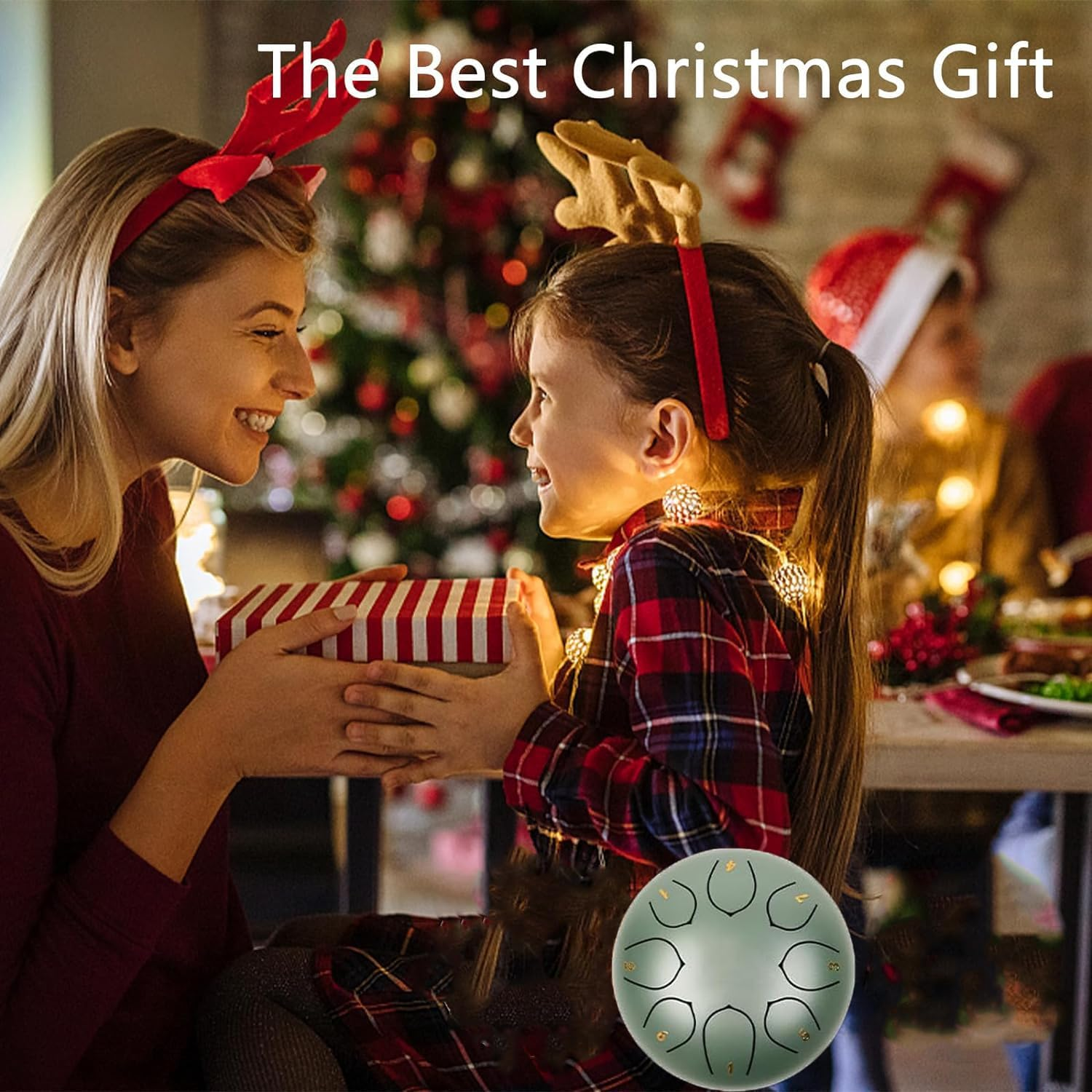 Steel Tongue Drum 11 Notes 6 Inches Tongue Drum Handpan Drum Percussion for Meditation Yoga Musical Education Adult& Kids (Lotus Green) image number 1