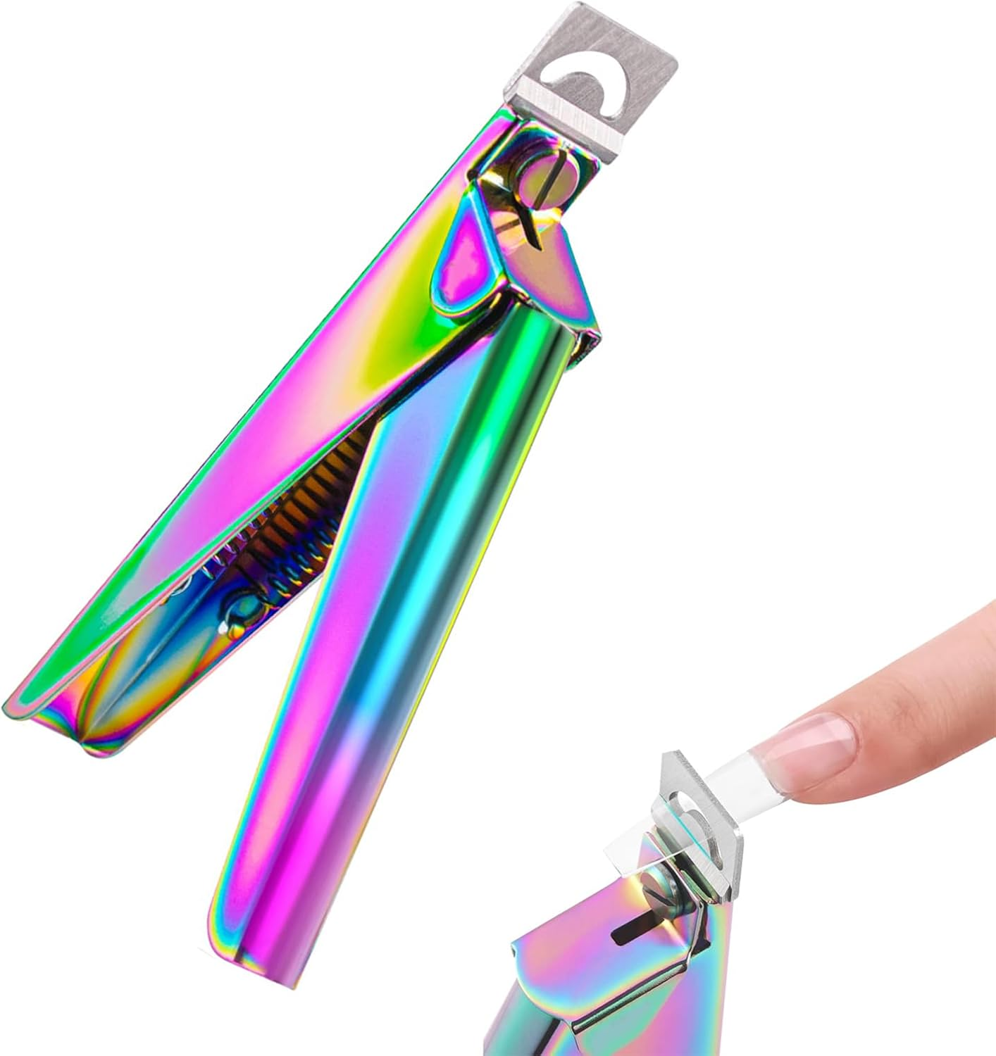 Rainbow Stainless Steel Nail Clippers for Acrylic Nails - Professional Cutter Trimmer Tool for Salon & Home Manicure - Adjustable & Durable - Enhance Your Nail Art Experience! image number 3