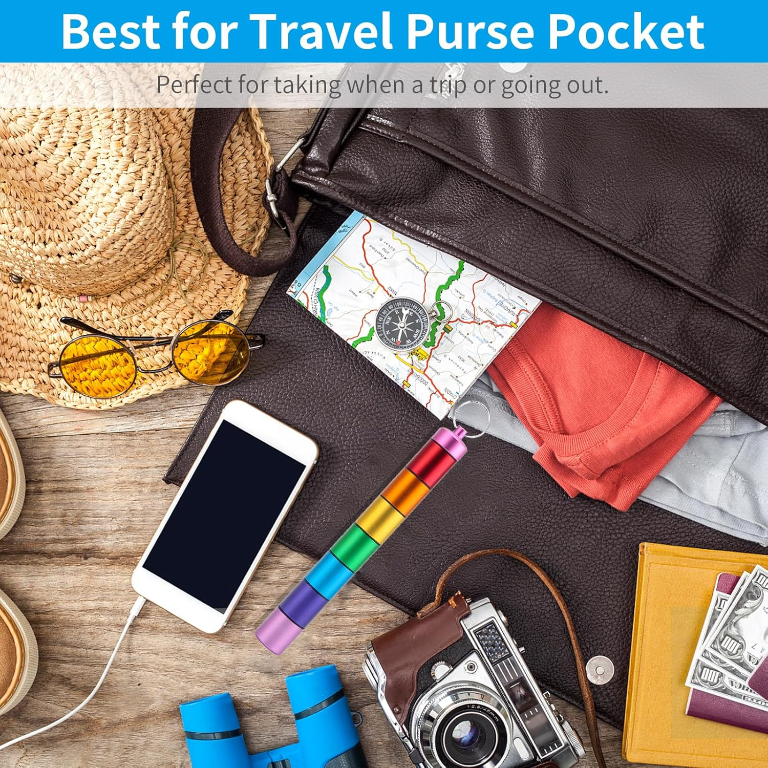 Pill Box Organizer, 7 Compartment Pill Case, Waterproof Emergency Medicine Container, Daily Pills Holder, Pill Dispenser Storage Box with Keychain, Ideal for Travel/Outdoor/Crush-Resistant - Sliver image number 5