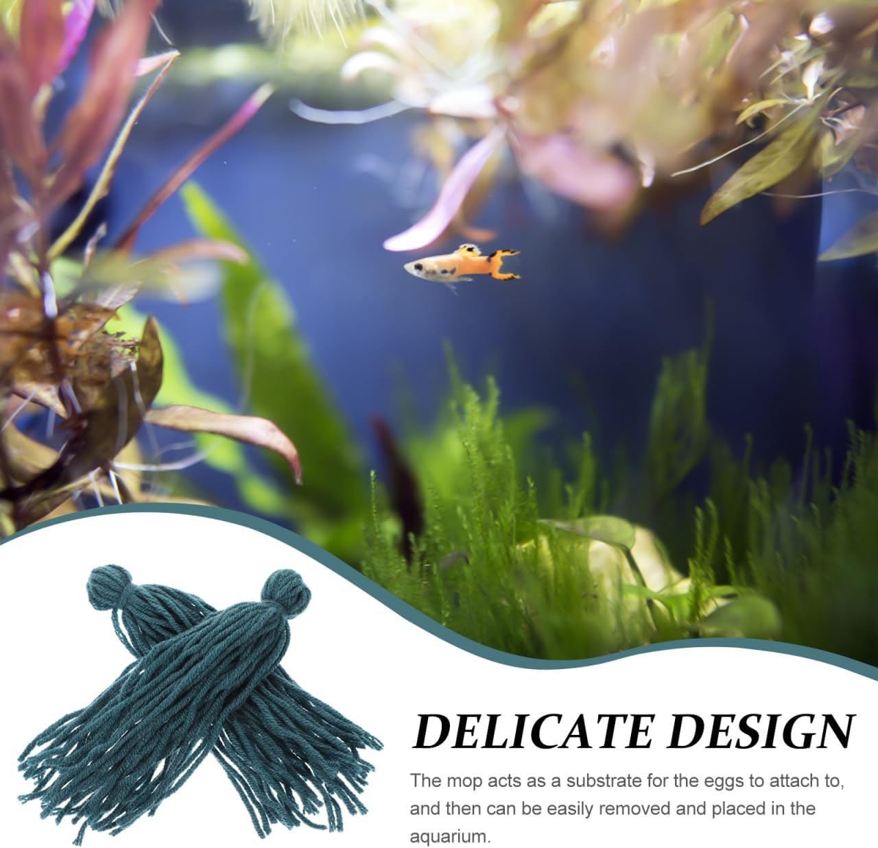 INOOMP Fish Spawning Mop for Aquarium Breeding Floating and Sinking Angelfish Egg Laying Mop with Natural Substrate for Fish and Shrimp 5 Pieces 5.12X1.57X1.18In image number 6