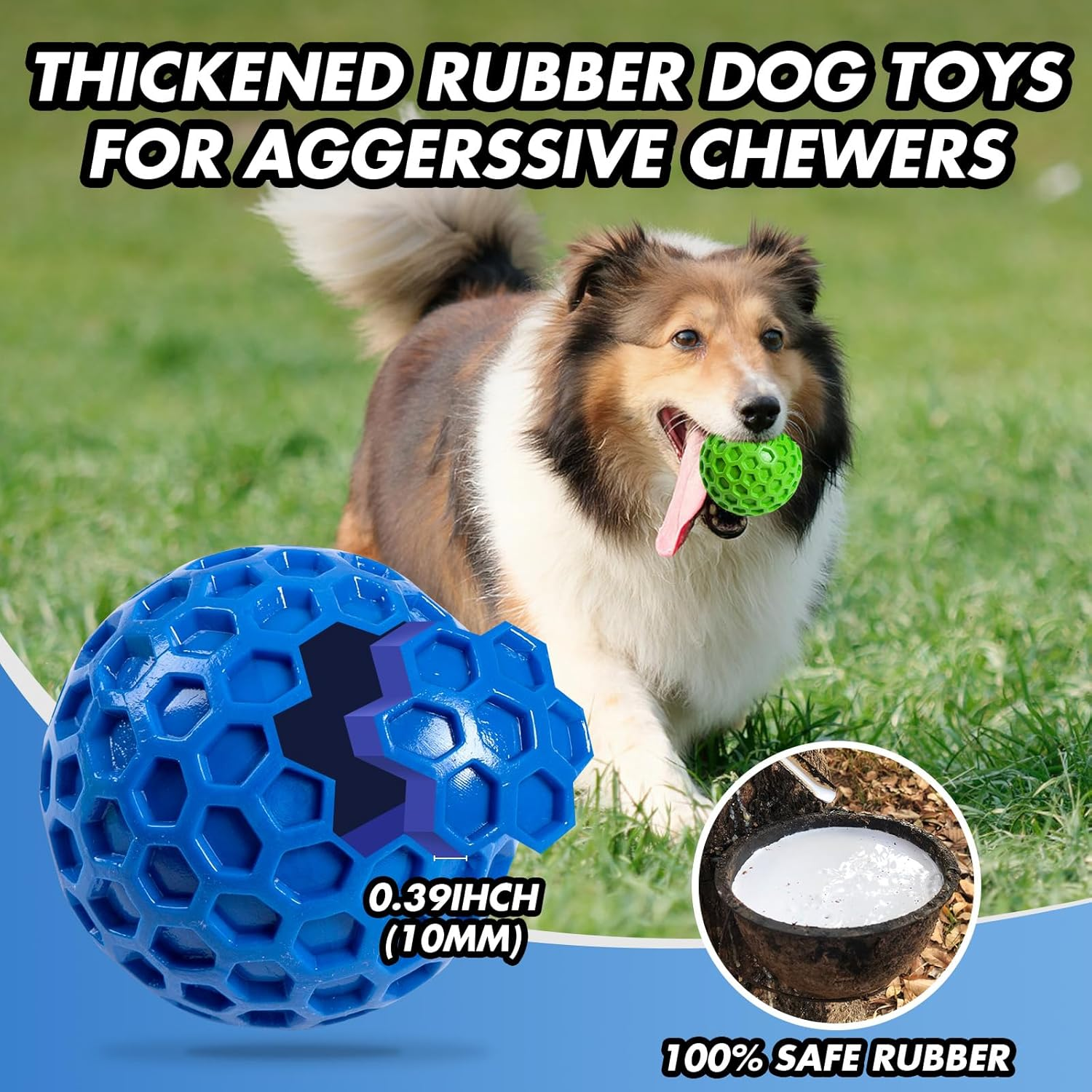 Heavy Duty Indestructible Dog Chew Toys for Aggressive Chewers - Chew-Proof Squeaky Ball, Durable Interactive Dog Toys for Large Breeds, 2 Pack (5.5Cm) image number 4
