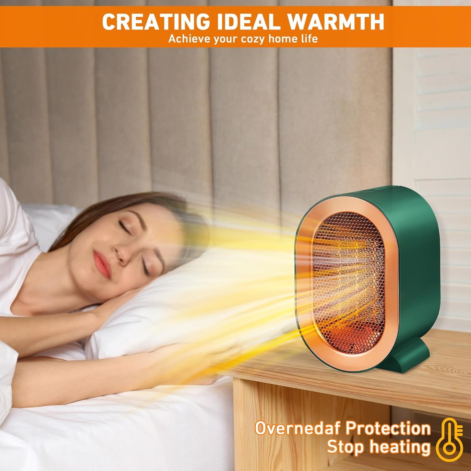 Space Heater for Indoor Use, 1200W Angkng Portable Heaters with Overheat & Tip-Over Protection, Small Electric Heater under Desk, 1S Quick Heating Space Heater for Indoors Bedroom, Office Desk, Home image number 1