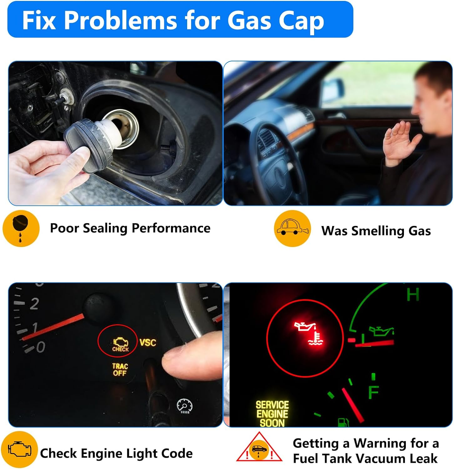 Gas Cap, Fuel Cap Fit for Porsche Cayenne Base Sport & GTS & Turbo S & Platinum Edition, 2011 2012 2013 2014 2015 2016 2017 2018 Porsche Cayenne Gas Cap Tether,Replace 95820124131 Fuel Tank Filler Cap image number 1