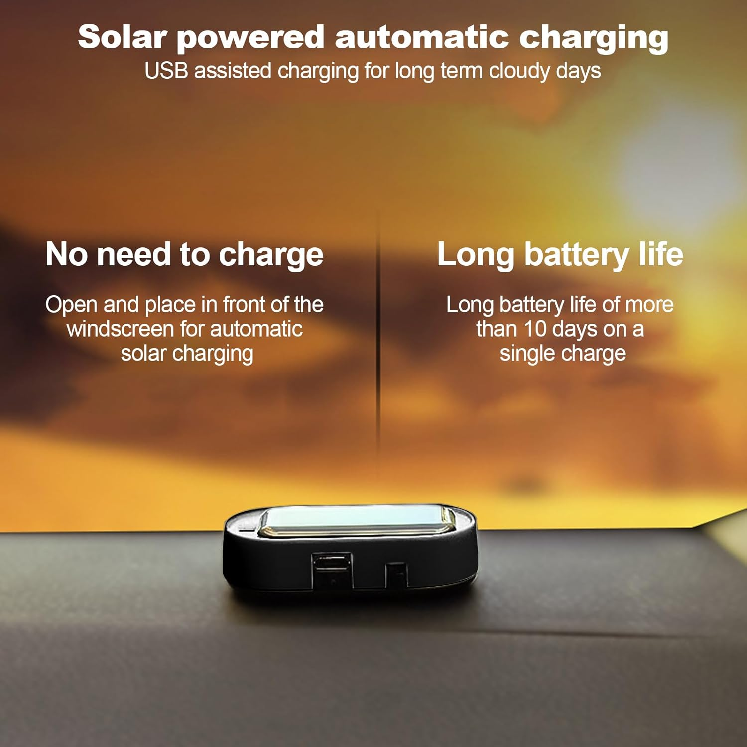 Shudyear Car Solar Power Simulated Dummy Alarm，New Model&Brighter & Clearer，Anti-Theft LED Flashing Security Light Fake Lamp with USB Charger Port，2Pcs (Red) - Blue image number 4