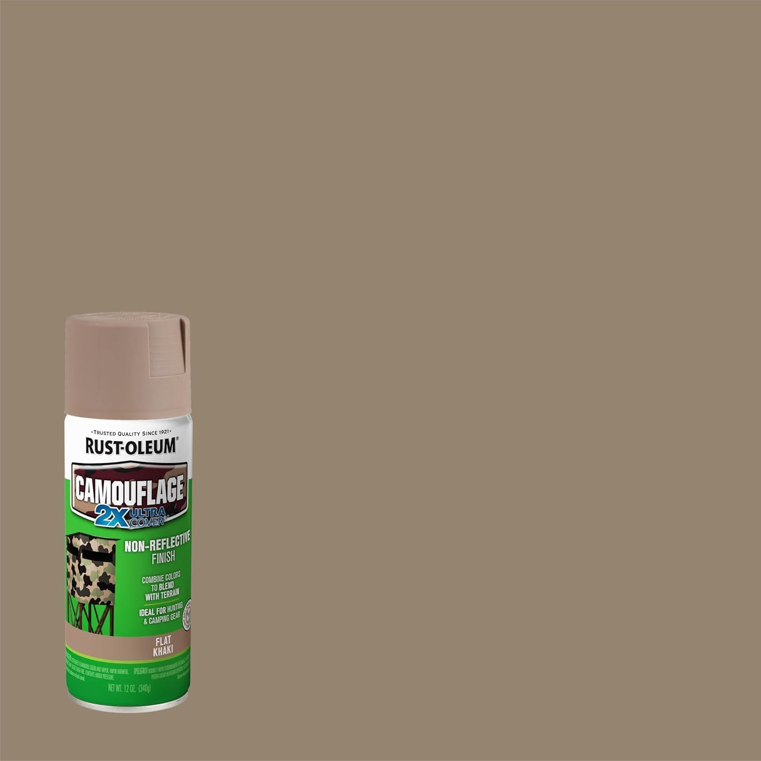 Rust-Oleum Camouflage Spray Paint 340G - Khaki, Flat Non-Reflective Finish, Multi-Surface for Metal, Wood & Masonry &ndash; Fast-Drying for Durable Outdoor Use - Camouflage image number 4