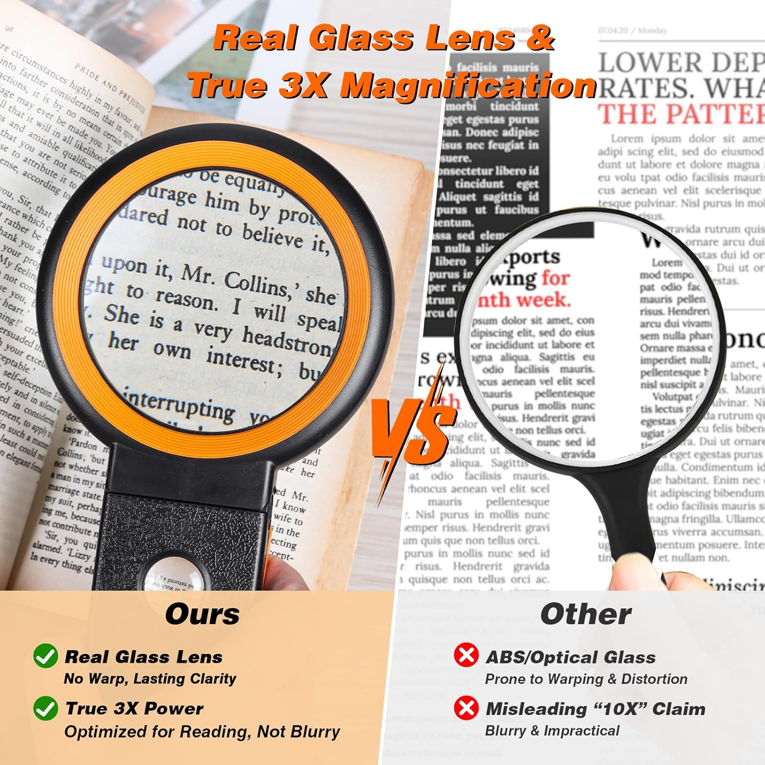 KIBTOY 30X 40X Magnifying Glass with Light and Stand, Foldable Handheld Magnifier, 18 LED Illuminated, Warm, Warm White, White, Perfect for Reading, Coins, Jewelry image number 5