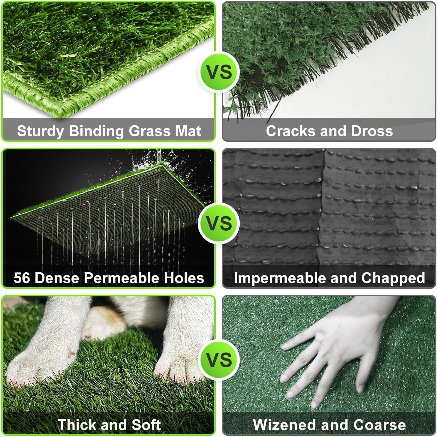 Large Dog Potty Tray Pet Pee Grass Pad Indoor Puppy Pee Training Toilet Restroom, Portable Odourless Washable Training Pads with Pee Baffle, Ideal for Medium and Small Dogs image number 5