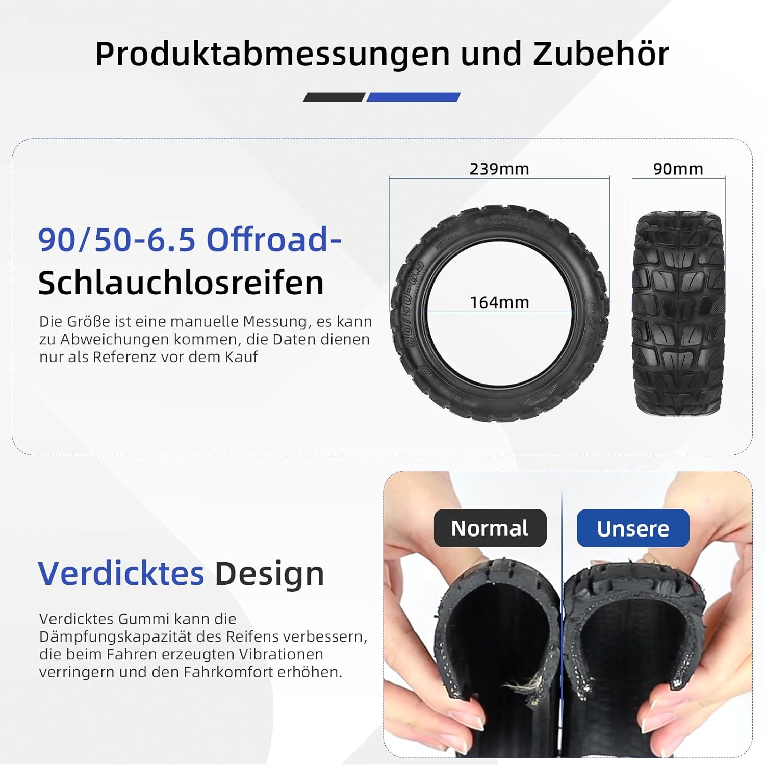 90/50-6.5 Offroad Tubeless Tyre for Rear Tyre of Kukirin M5 Pro Electric Scooter image number 4